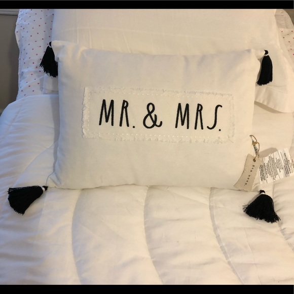 Rae Dunn | MR. & MRS. Decorative Pillow w/ Tassels - Picture 3 of 8